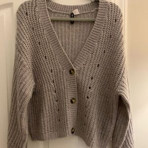 H&M Grey Knitted Cardigan XS